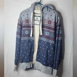 Roebuck & Co. Gray and Blue Zip-Up Fleece Lined Hoodie